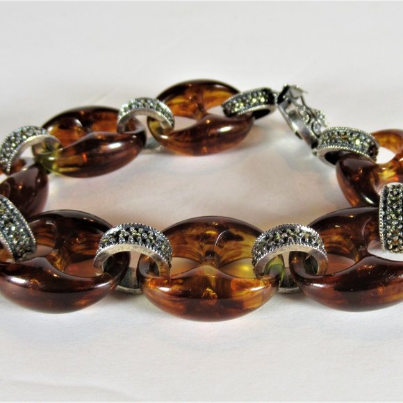 Judith Jack Faux Tortoise Sterling Silver Bracelet - Picture 2 of 5